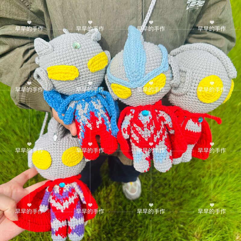 Hand-Woven Egg Bags for Boys Featuring Ultraman Tiga and Zero, Suitable for the Summer Solstice and Dragon Boat Festival, for Duck and Goose Eggs