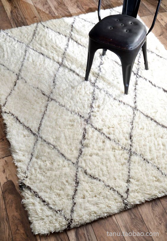 Beni Ourain Carpet thảm handmade Bắc Âu Morocco kim cương bông dòng thảm phòng khách màu đen và trắng - Thảm thảm nhựa trải sàn