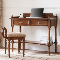 American all solid wood small desk Learning desk Writing desk Student desk and chair set Home study office computer desk