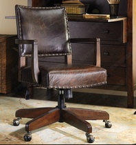 American boss chair Leather computer chair Office chair Household chair Solid wood swivel chair backrest Shift chair
