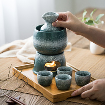 Wine warmer Japanese ceramic sake wine set Household hot wine ironing jug set White rice wine Household heating wine warmer
