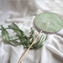 Long-handled Group fan Palace fan tassel hanging ornaments Tang style ancient style Hanfu shooting props handmade single-sided double-sided fan