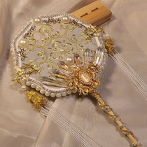 Evening original plum blossom fan shooting props catwalk show Hanfu Tuan fan embroidery ancient wind long handle dance fan