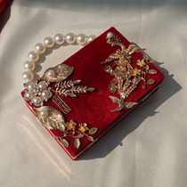 Pure hand-made big red Chinese bride bag married with Xiuhe clothing handbag bride bag wedding bag