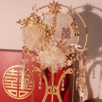 CUMAN FAN MODIY MARKING BY Small red book Champagne Chinese wedding DIY handmade antique Xiuhe fan fan
