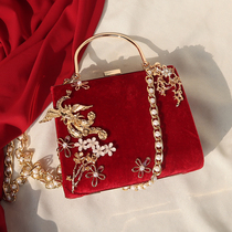 Late chanting original big red Chinese bridal bag wedding with show and hand handbag bridesmaid bag wedding bag opening gold bag