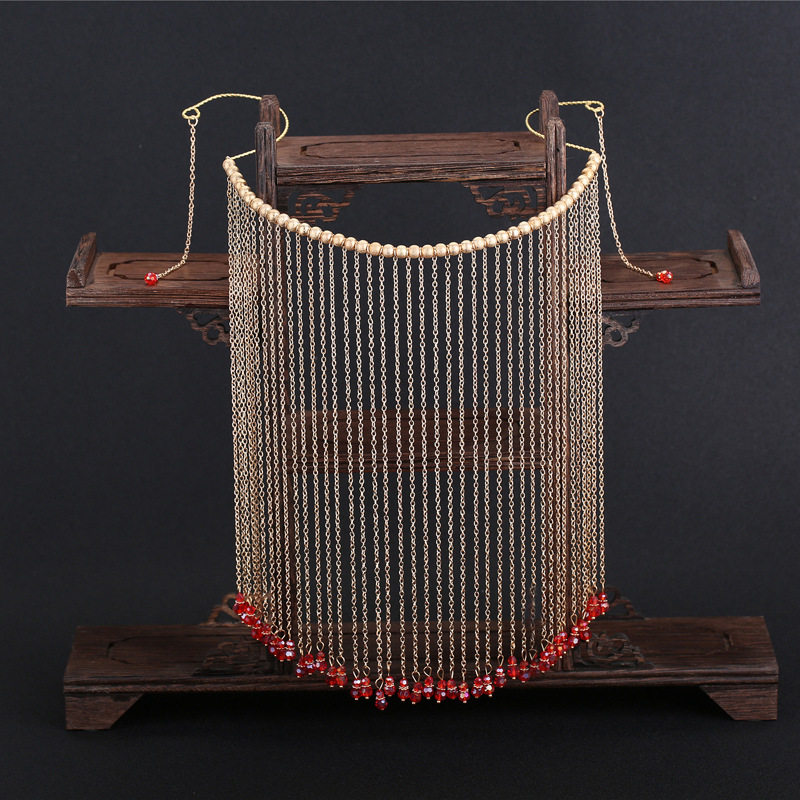 Ancient Dress Head Accessories Flow Suhan Clothing Noodles Curtain Ancient Wind Bride Show and Veil Wedding wedding Write True photo accessories Accessories Props