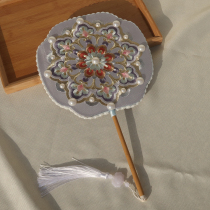 Ancient fan ice blue wedding manual wedding bride ancient embroidery Han clothing fan Chinese Han clothing accessories