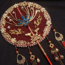 Spreading the ancient wind long handle Chinese Group fan Bride wedding ceremony married hand holding happy fan manual wedding fan diy material bag