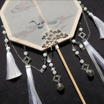 Yunshen doesnt know the long handle Group fan finished ancient style Hanfu accessories tassel Palace fan broken cloud fan manual photography