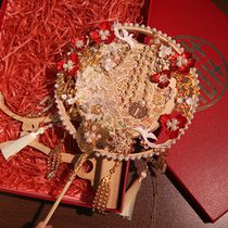 Chinese bride married fan manual diy material bag old festival wedding fan double-sided finished product Xiuhe fan