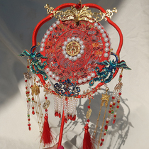 Chinese style show and bridal knot wedding xi fan Ming system fan finished ancient wind palace fan diy material bag