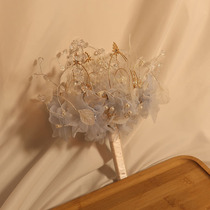 Bride wedding Net red wedding photo studio photo props creative hand Flower Queen bouquet wedding cane