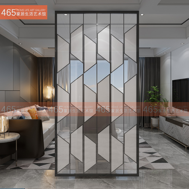 Art Glass Screen Partition Modern Minimalist Nordic Genguan Clip Silk Clip Yarn Glass Dry Wet Partition Clip Silk Glass