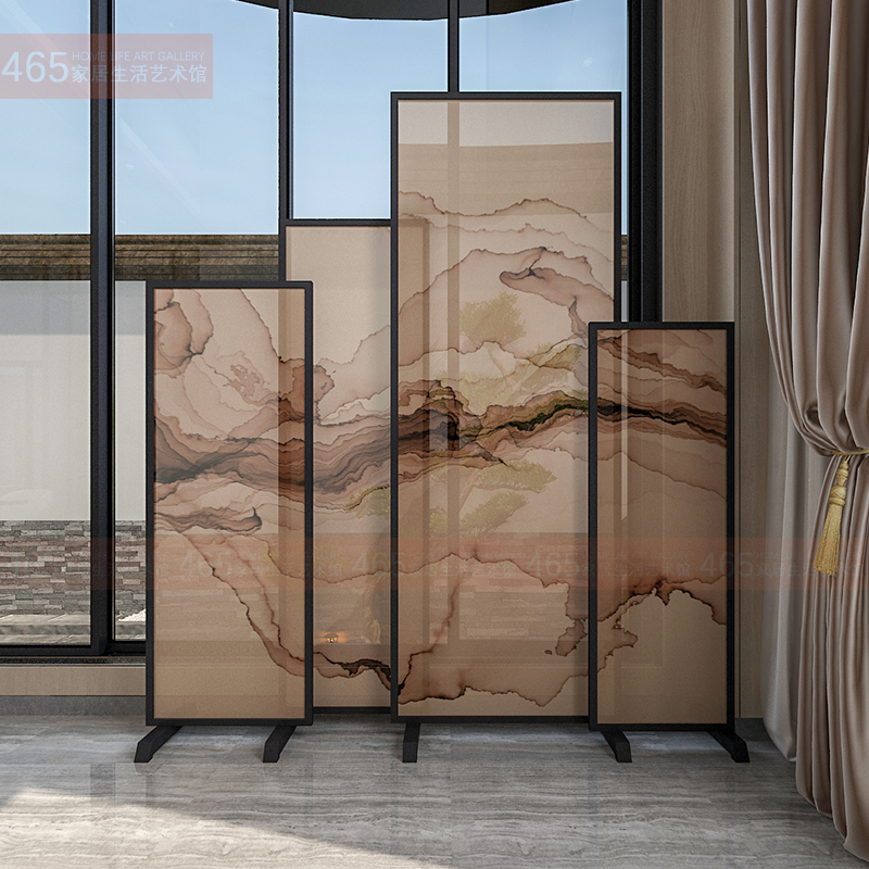 Customized Chinese screen mobile partition bedroom living room shielded half overdraft 304 stainless steel screen tempered glass