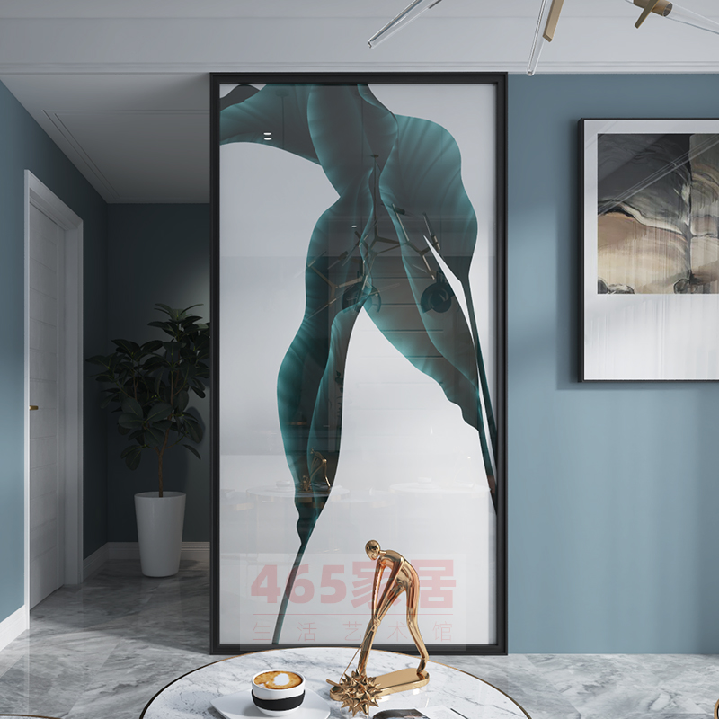 Nordic Screen Partition Living Room Bedroom Art Clip Silk Glass Genguan Brief Modern Shelter Plantain Leaf