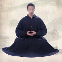 Flax meditation clothes sitting clothes meditation cloak Guanyin cloak long spring and autumn mens and womens loose suit