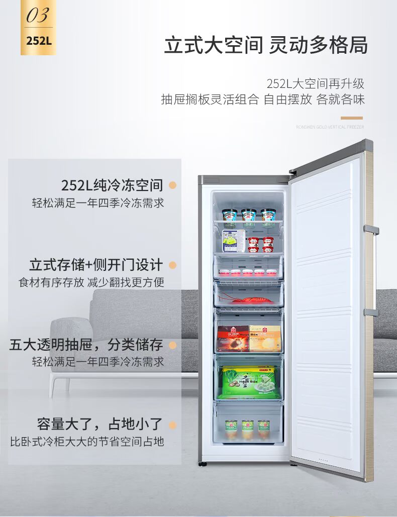 Ronshen / 容 声 BD-252WY Máy làm lạnh đông lạnh làm lạnh bằng không khí lạnh - Tủ đông tủ đông nắp kính
