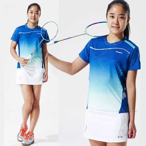 Kawasaki, спортивная быстросохнущая летняя футбольная форма с круглым воротником для бадминтона подходит для мужчин и женщин, короткий рукав