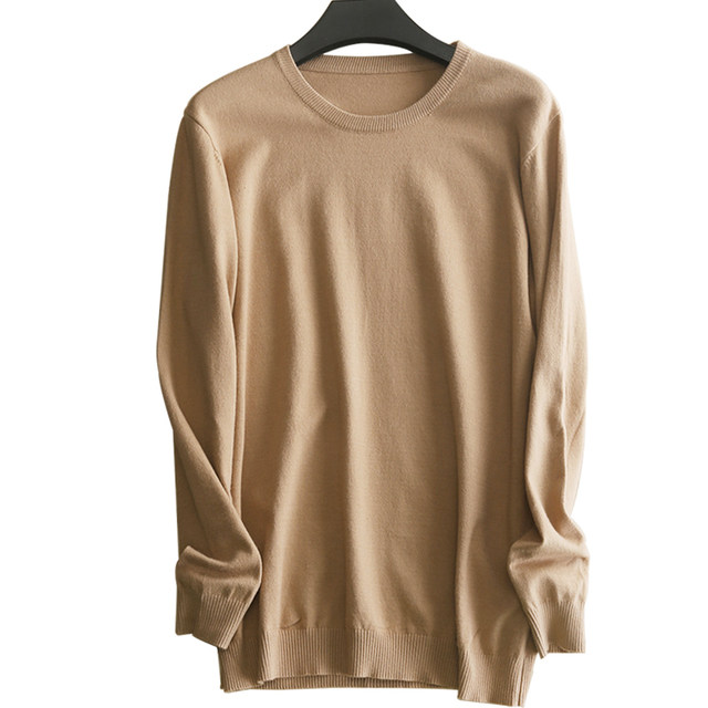 ພາກຮຽນ spring ແລະດູໃບໄມ້ລົ່ນໃຫມ່ຜູ້ຊາຍບາງໆ Round Neck Pullover Cashmere Knitted Loose Round Neck Wool Sweater Solid Color Base Sweater Large Size