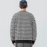 Демисезонная толстовка, утепленный японский ретро приятный телу лонгслив, оверсайз, круглый воротник