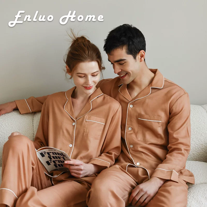 EnluoHome смесь хлопка Tencel шёлк женские пары пижама весна и осень помолвление свадебная домашняя одежда на длинный рукав