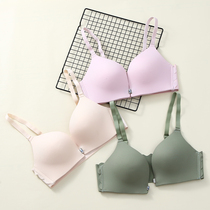 Underwear women without steel ring small chest gathering adjustment type Summer Front buckle beauty back bra no trace thin cover student high school