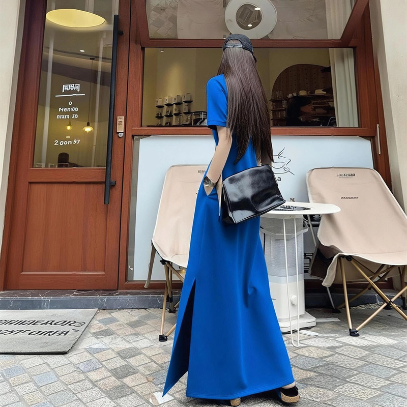 Light Luxury Long Dress for Tall Women, Summer 2026, High-End Casual Versatile Side-Slit Ankle-Length Dress Light Luxury Long Dress for Tall Women, Summer 2026, High-End Casual Versatile Side-Slit Ankle-Length Dress
