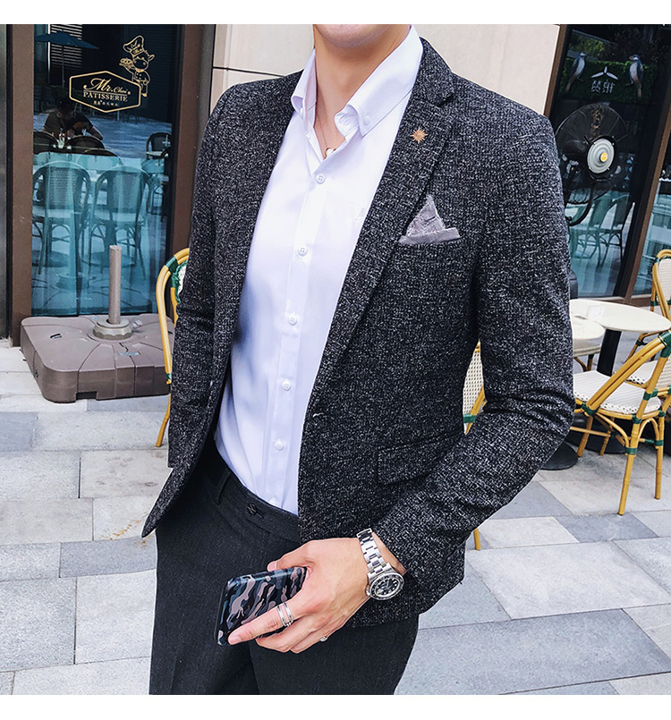 2019 New Mens Business Casual Suit Trend Handsome Small Suit Korean ...