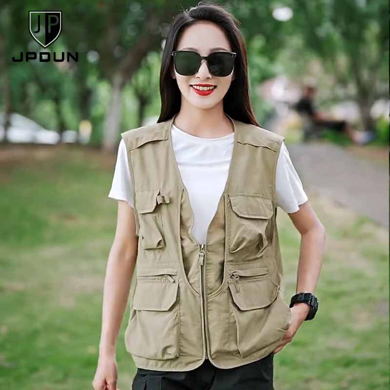 Jpdun/Summer Thin Multi-Pocket Utility Vest for Men and Women, Outdoor Loose-Fitting Hiking Photography Quick-Drying Vest