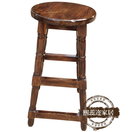 熙蕊迩 Стул с твердым деревом, стул, бар, табурет, высокий стул, стул с высоким содержанием в европейском стиле.