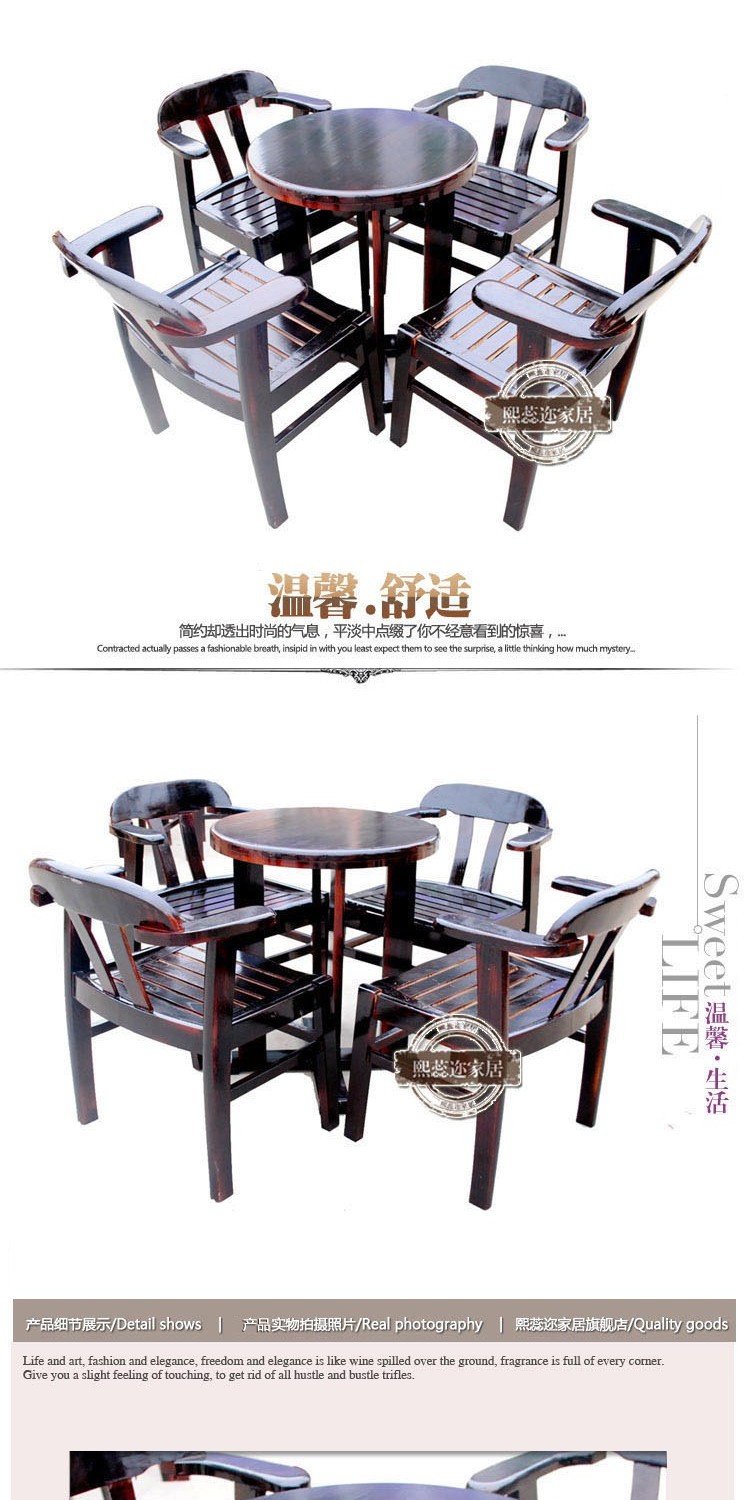 Xi Rui Chống ăn mòn gỗ rắn đồ gỗ ngoài trời giải trí ngoài trời Bar bàn cà phê sân và bộ ghế kết hợp dày ghế mây ban công