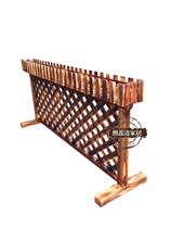  Carbonized anti-corrosion solid wood grid flower rack Outdoor balcony flower rack Company cloth display flower display rack fence partition