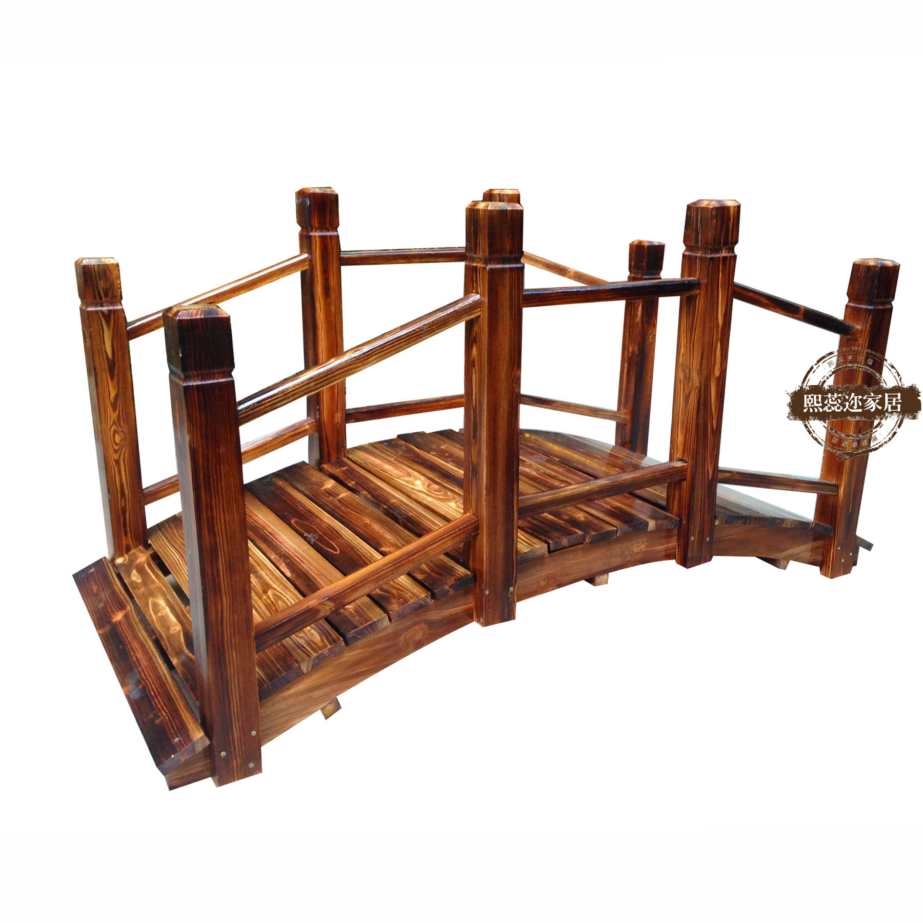Xi Mens Base Imitation Ancient Solid Wood Bridge Cool Pavilion Beam Carbonated Solid Wood Garden Courtyard Outdoor Furniture Solid Wood Bridge