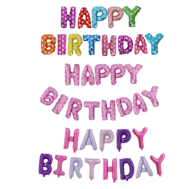Happy birthday English Alphabet Aluminum Film Foil Balloon Decoration Birthday Baby Children Adult Party Placement Background Wall