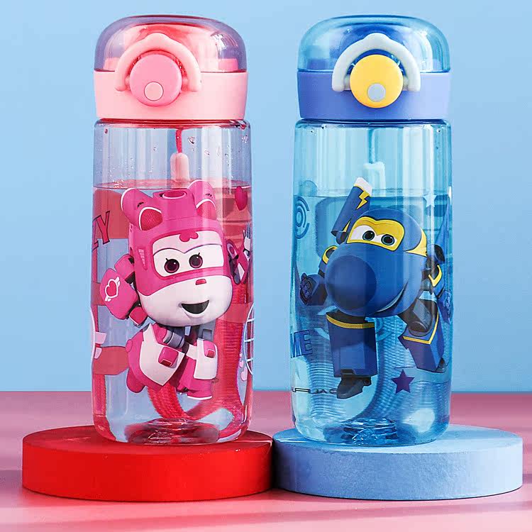 Children's water glasses Plastic Male Girls Primary school children Direct Drink portable Anti-leakage Sports Cup Blue Pink Loddy Little Love