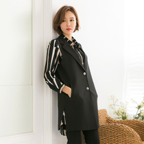 Spring and autumn clothes new heat selling sashimi Side open fork Horse clip Women in Korean version Long style Loose West Suit Collar Big Code Horse Chia