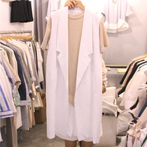 2022 Summer version Korean version with long section linen waistcoat for womens thin large size casual loose cotton linen waistcoat female shoulder waistcoat