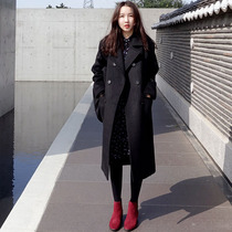 Coat of coat 2022 Winter Korean version long fur coat woman over knee thickened with slim double-row buttoned subs coat