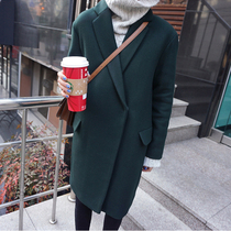 2021 autumn and winter Korean version of woolen coat womens long loose cocoon type large size Padded cashmere coat