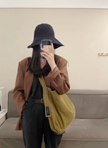 (LittleChicThings)2020 new mustard green corduroy shoulder bag student backpack