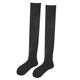 Japanese solid color versatile striped cotton over-the-knee socks for women's autumn and winter warm cuff basic mid-length socks