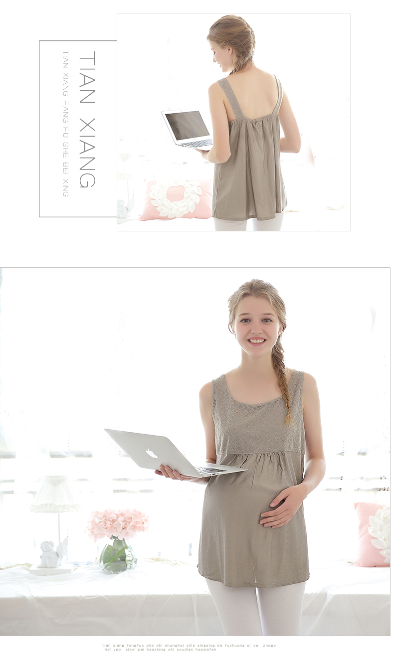 Tim hương mới phù hợp với trang phục bà bầu sling mặc quần áo chính hãng chống bắn quần áo bốn mùa vest bạc sợi xuân hè áo yếm 1 lớp chống bức xạ cho mẹ và bé