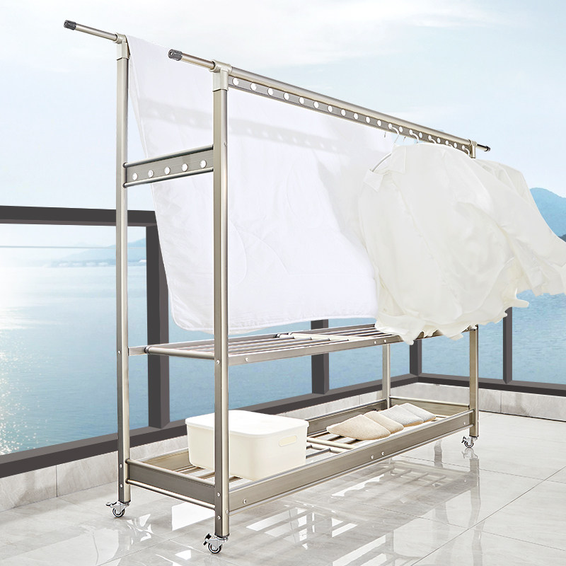 Drying rack floor-to-ceiling folding indoor balcony household storage hanging hanger outdoor mobile double pole cooling quilt artifact