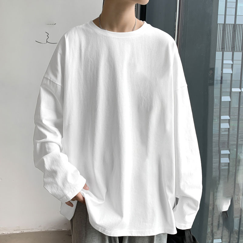 Men's Autumn White Long-Sleeve T-Shirt, Trendy Brand, Round Neck, Loose Fit, Inner Layer, Hong Kong Style Autumn Clothing, Base Layer Shirt Men's Autumn White Long-Sleeve T-Shirt, Trendy Brand, Round Neck, Loose Fit, Inner Layer, Hong Kong Style Autumn Clothing, Base Layer Shirt