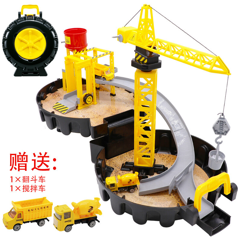 Art Assembly Railcar Alloy Racing Tire Car Park Construction Site Suit Men Girl Puzzle Toys