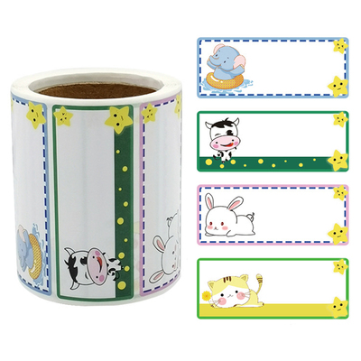 Color Red Blue Green yellow Border Rabbit Animal stickers Handwritten Label Containing Cabinet Classified Stationery Stickers Blank
