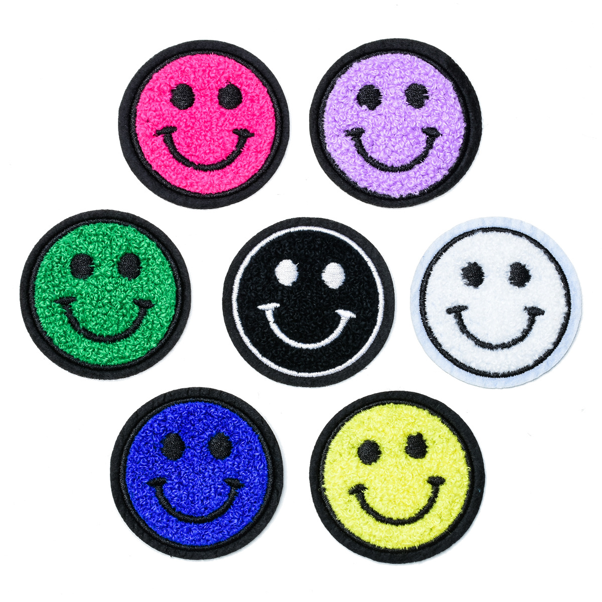 Towel embroidered embroidered smiling face expression cloth with shoes cap bag package accessories DIY accessories eiderdown clothes repair with back rubber ironing