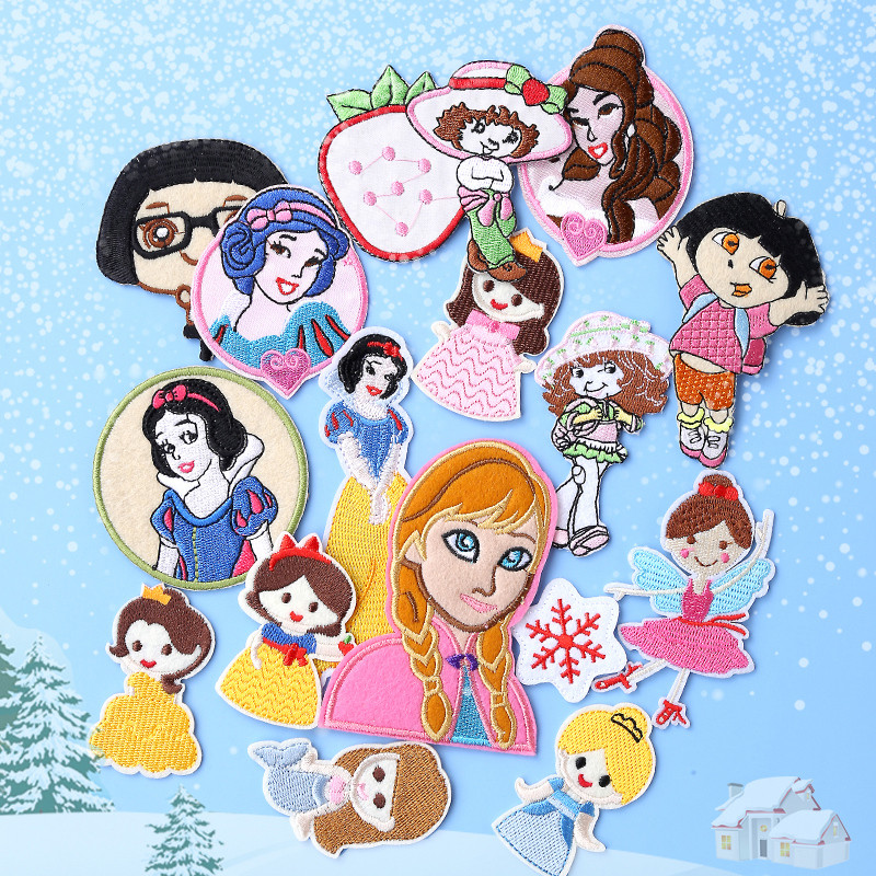 Cute embroidery little princess ice and snow KITTY clothes pressing card tolerant girl clothes patching hole deck