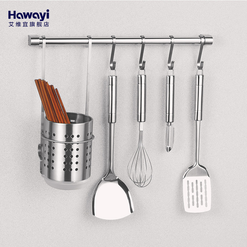 304 stainless steel kitchen nail-free hanging rod hook kitchen rack wall rack storage rack free punching pendant